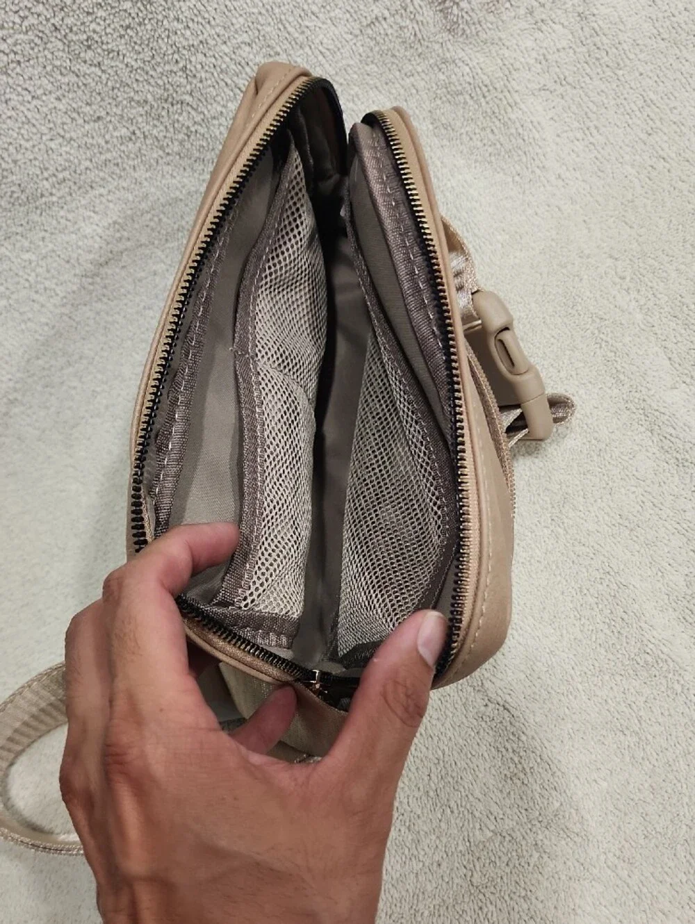 TELENA Taupe Crossbody Bag with Adjustable Strap